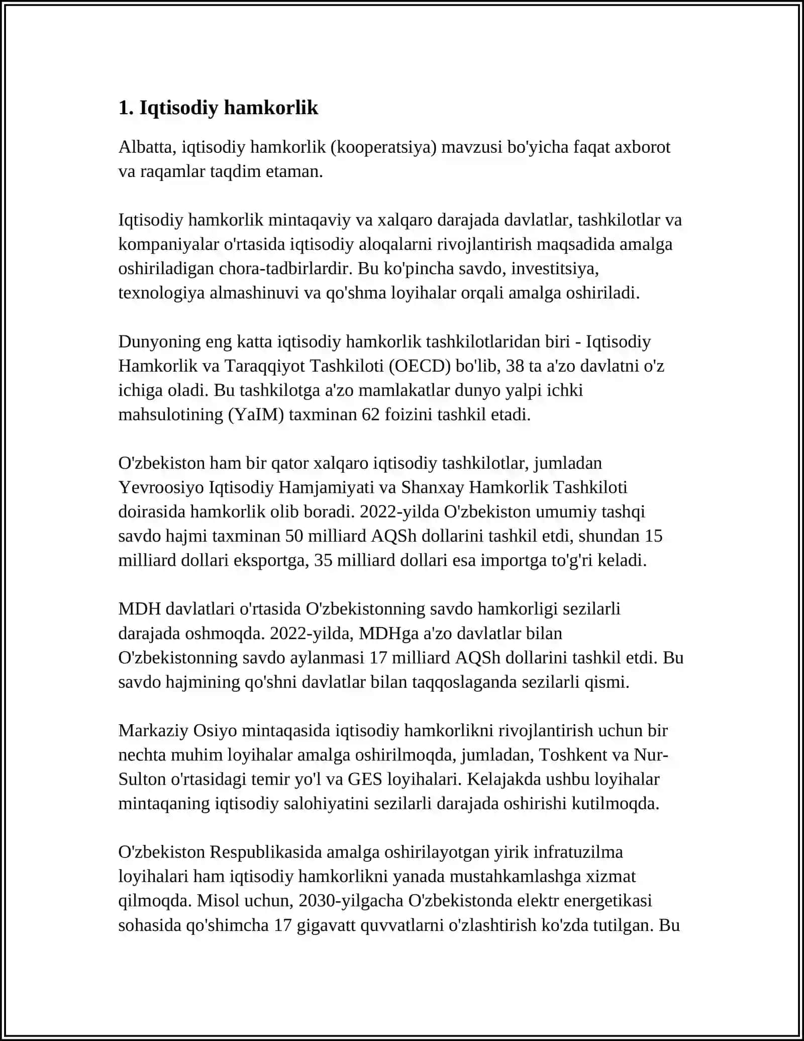 Iqtisodiy hamkorlik 3