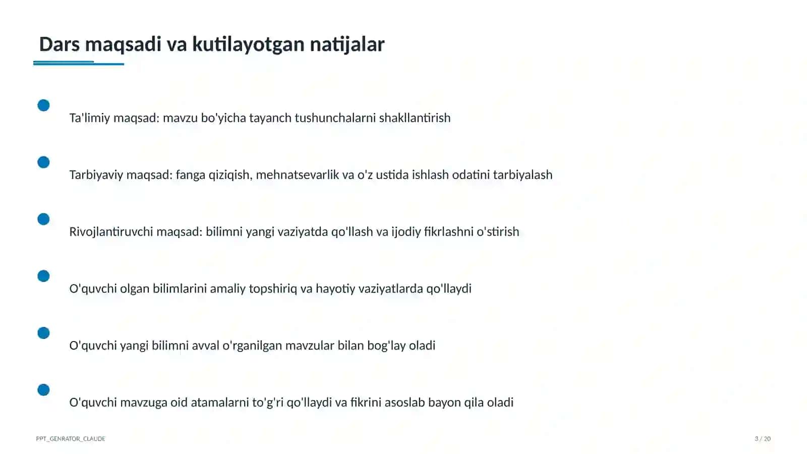 Dars rejasi 3