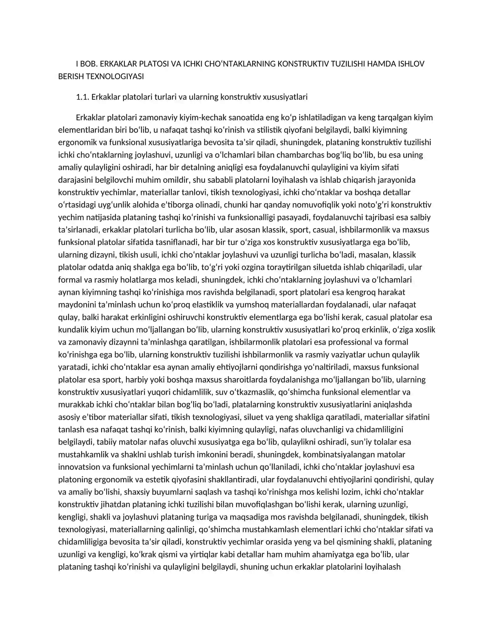 ERKAKLAR PLATOSI VA ICHKI CHO‘NTAKLARNING KONSTRUKTIV TUZILISHI HAMDA ISHLOV BERISH TEXNOLOGIYASI 3