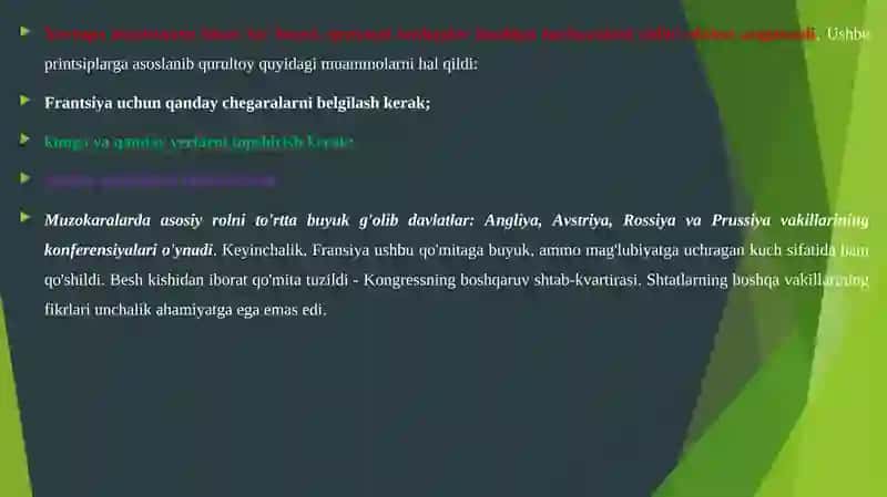 Vena kongressi 1814-1815 yillar va uning echimlari 3