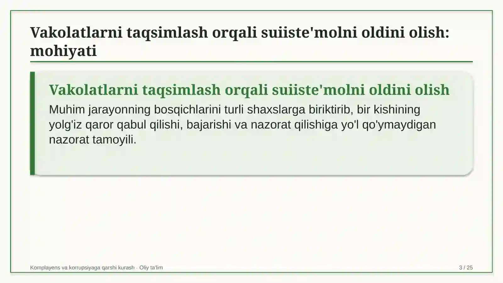 brokerlik kompaniyalarida vakolatlarni taqsimlash orqali suiiste'molni oldini olish 9177 3