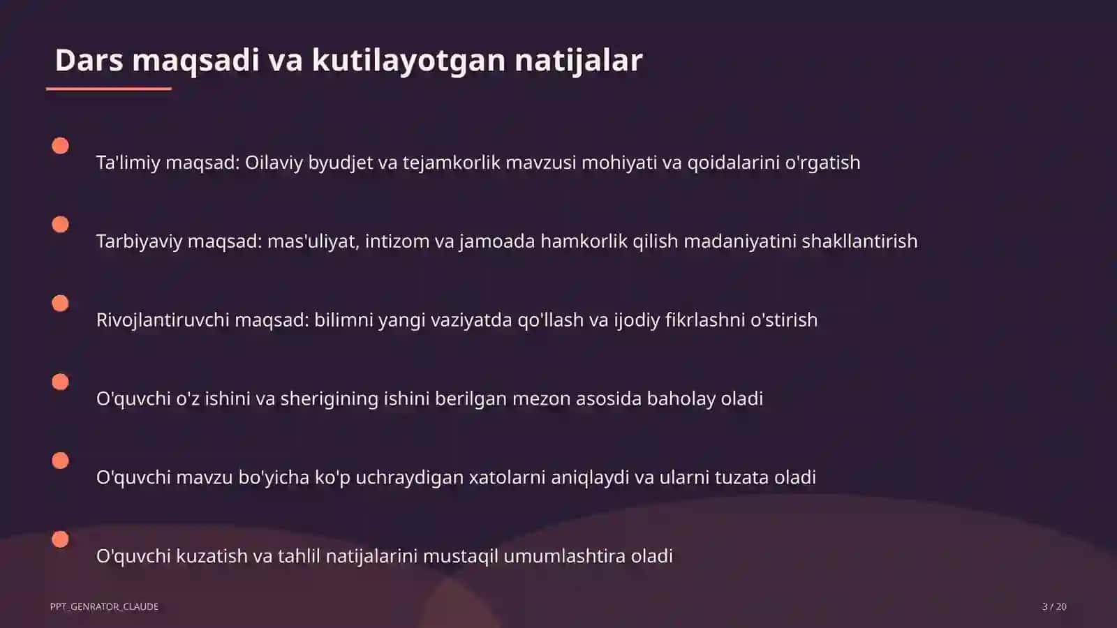 Texnologiya (1– 11) — takrorlash darsi uchun 3