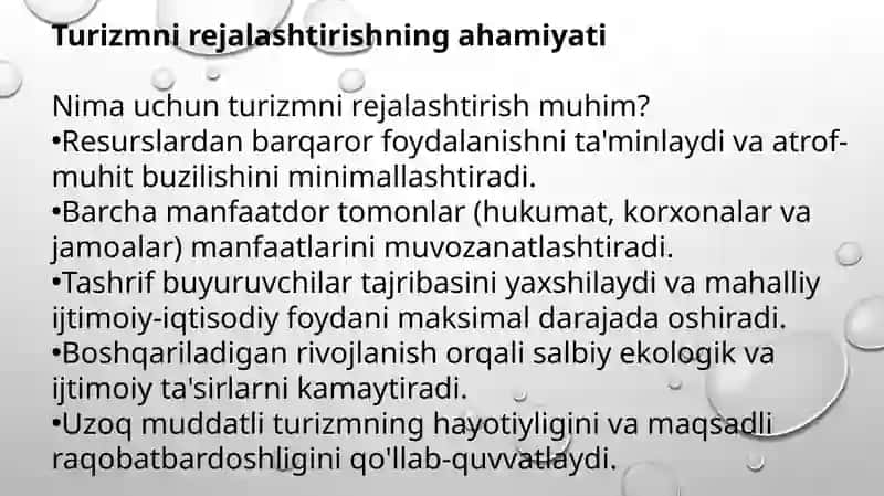 Turizmni rejalashtirish tamoyillari 3