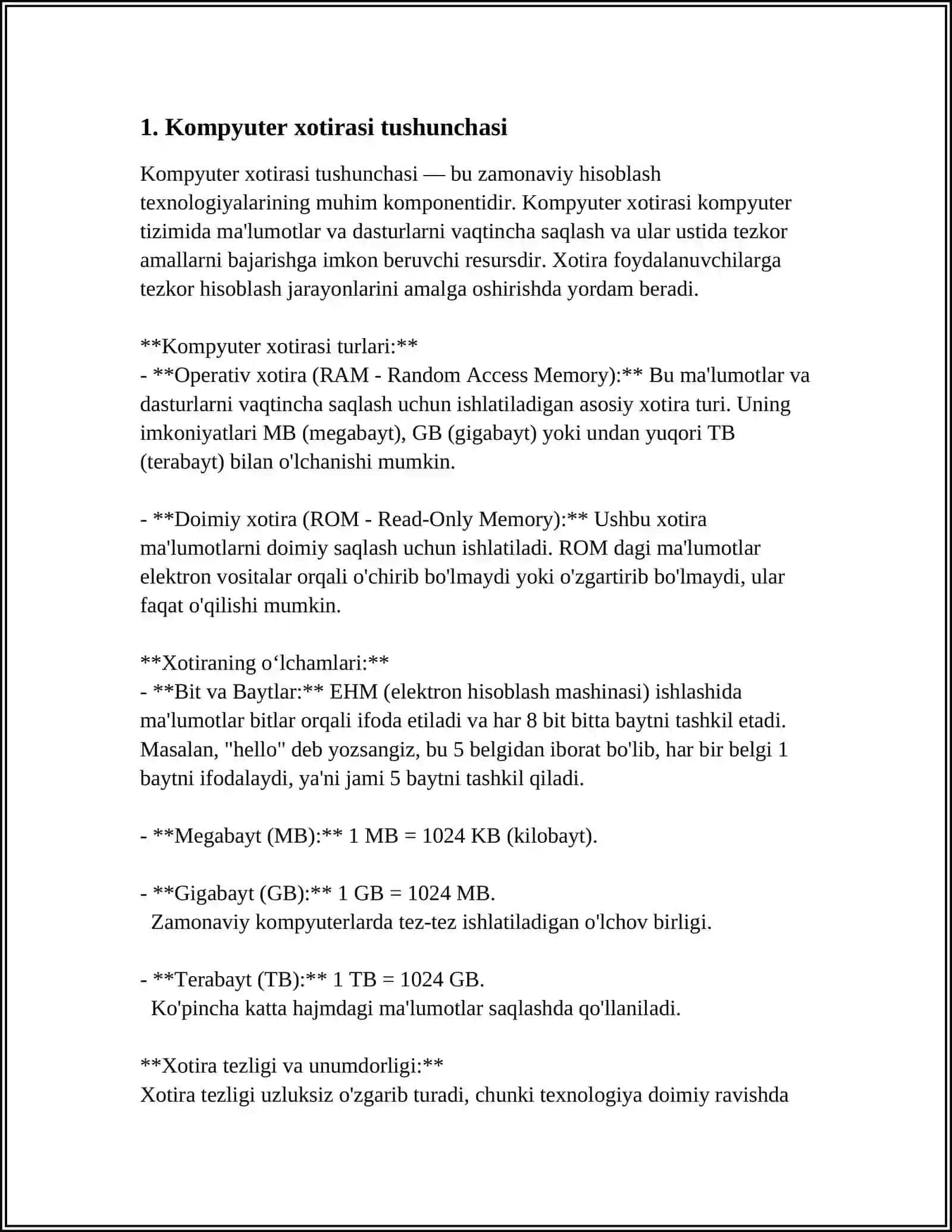 KOMPYUTER XOTIRASI VA UNING TURLARI 3
