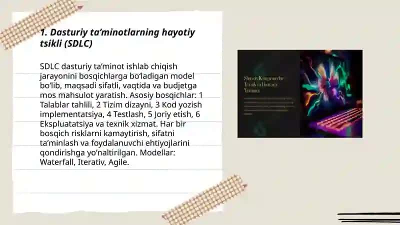 Dasturiy ta’minotlar hamda ularni ishlash texnologiyasi 3