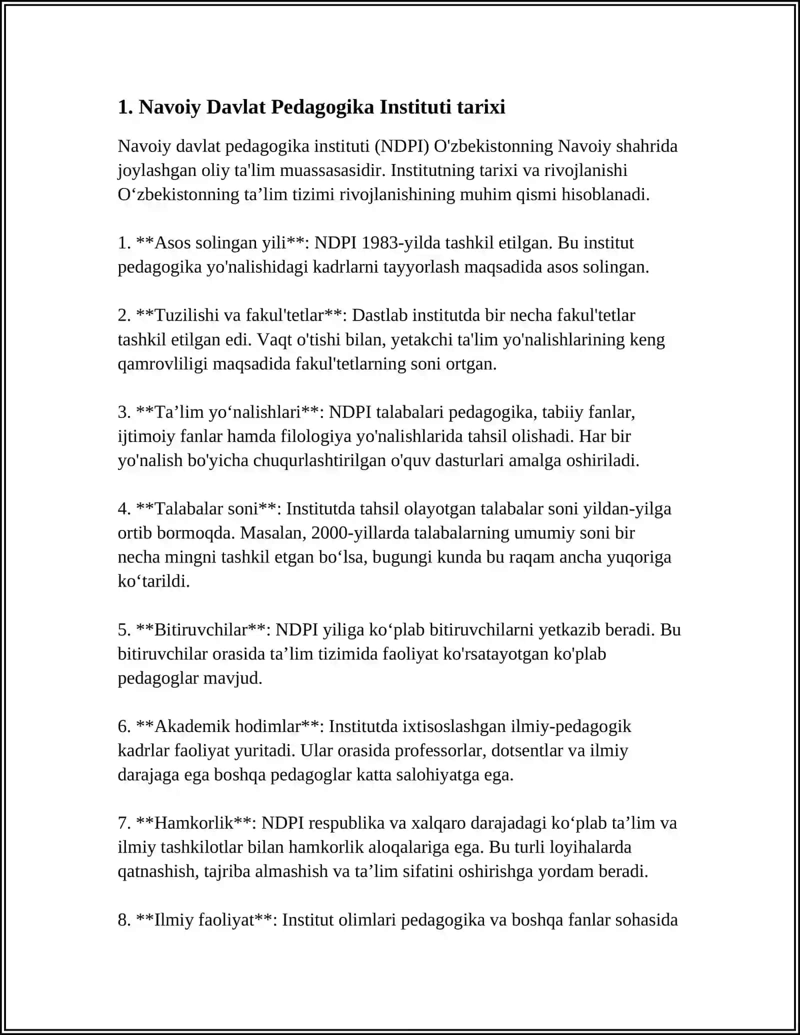 MUSTAQIL ISH Mavzu: NAVOIY DAVLAT PEDAGOGIKA INSTITUTI 3