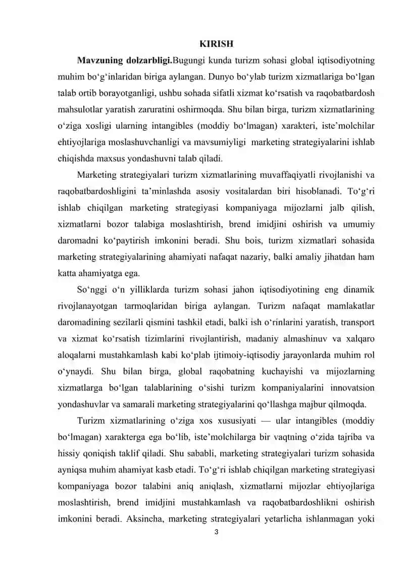 TURIZM XIZMATLARI SOHASIDA MARKETING STRATEGIYALARINING AHAMIYATI 3