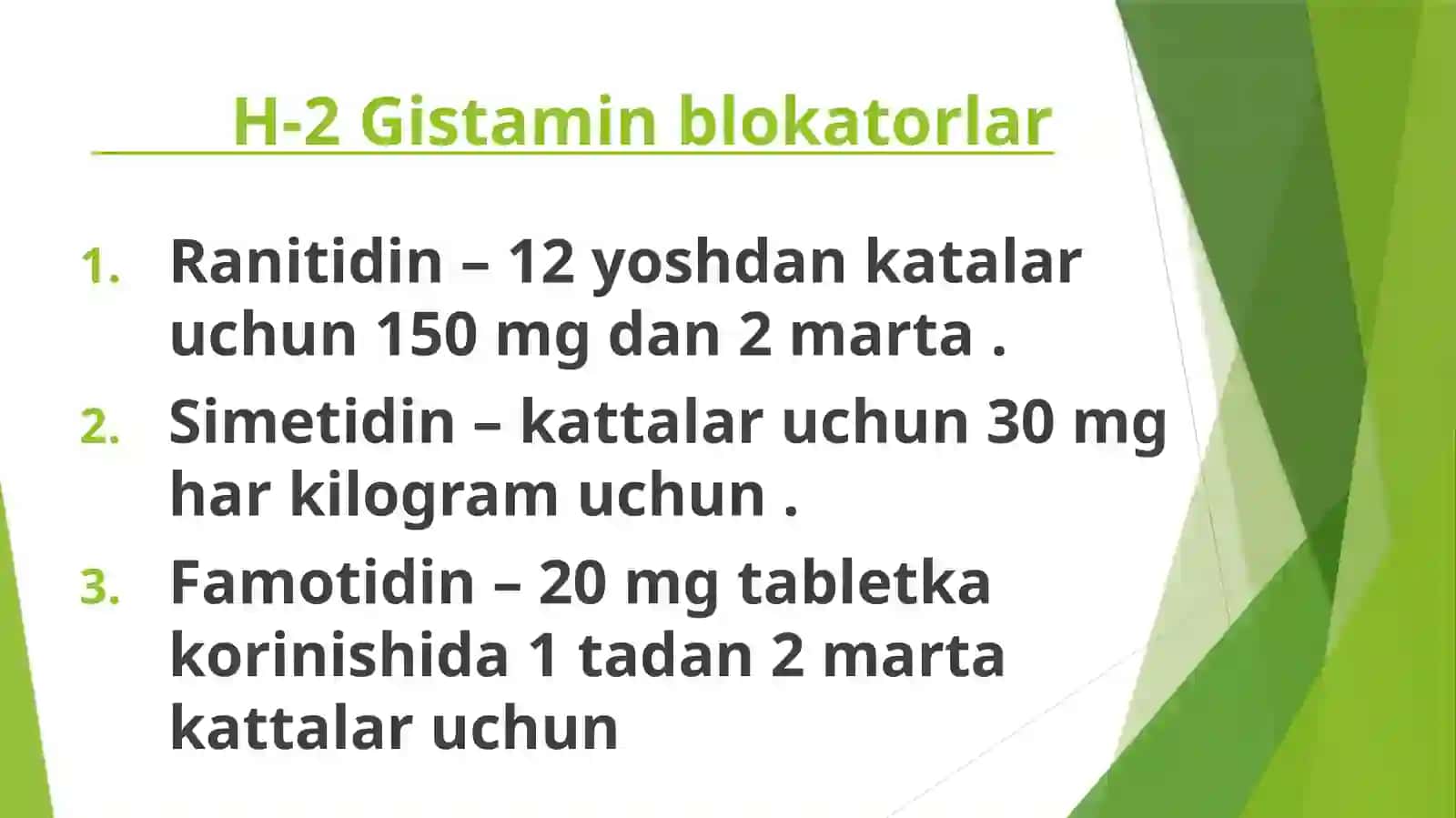 Gastroenterologiyada ishlatiladigan dorilar to'plam ivadozalari 3