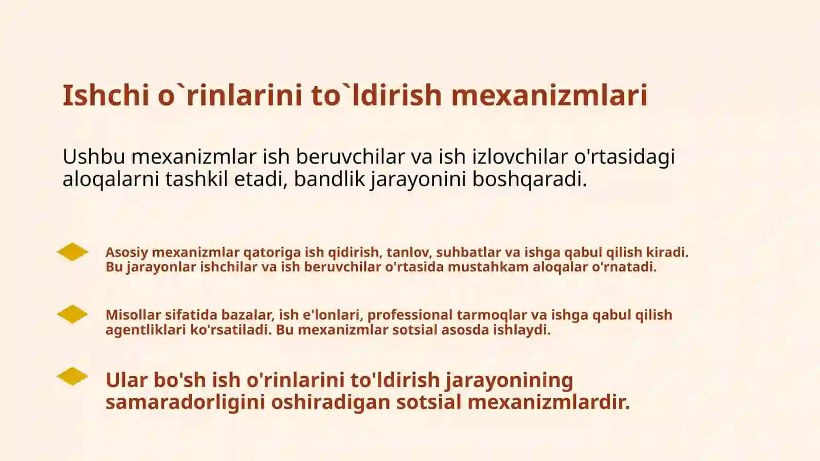 Ishchi o`rinlarini to`ldirish mexanizmlari 3