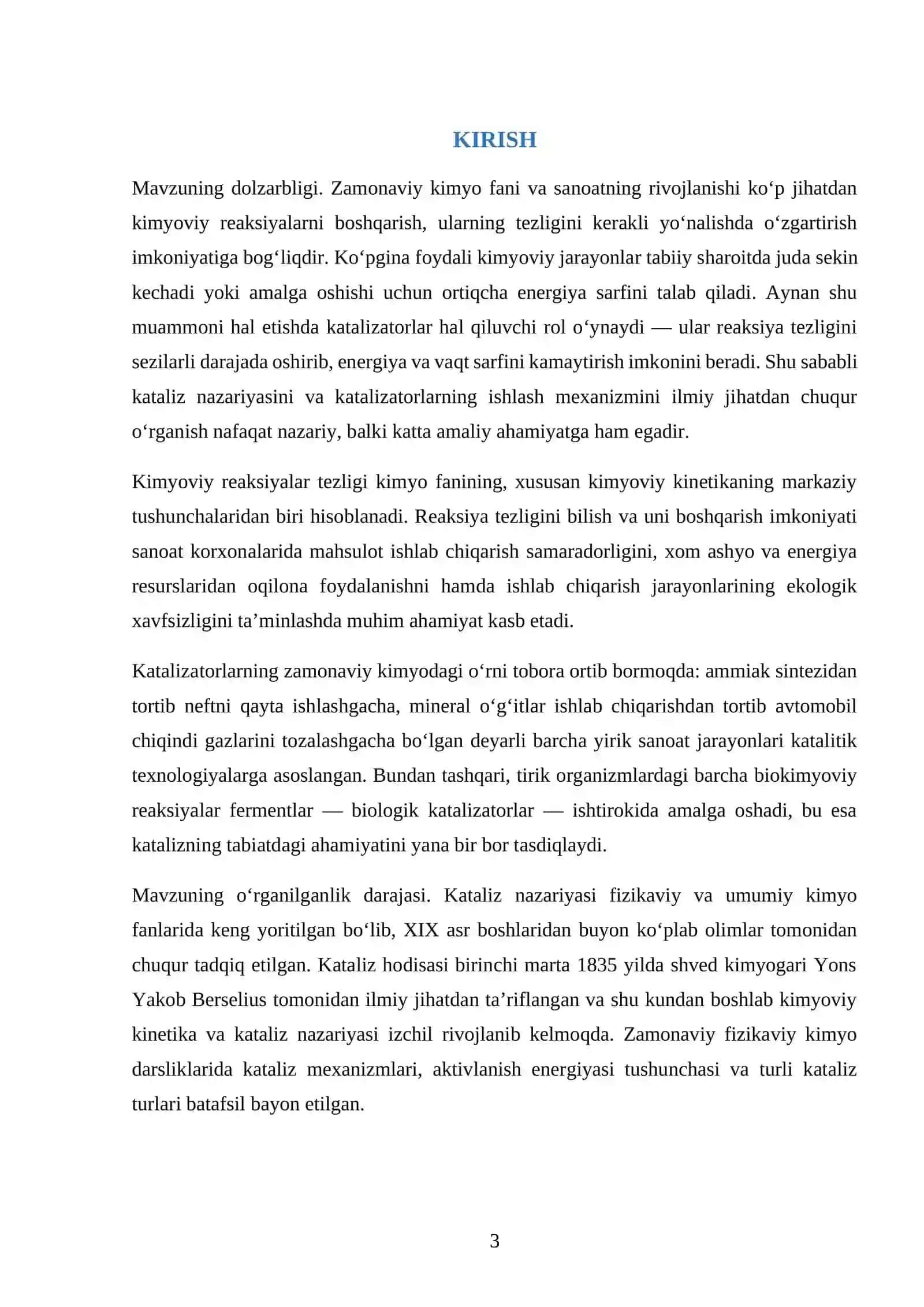 KATALIZATORLAR VA ULARNING KIMYOVIY REAKSIYALAR TEZLIGIGA TA’SIRI 3