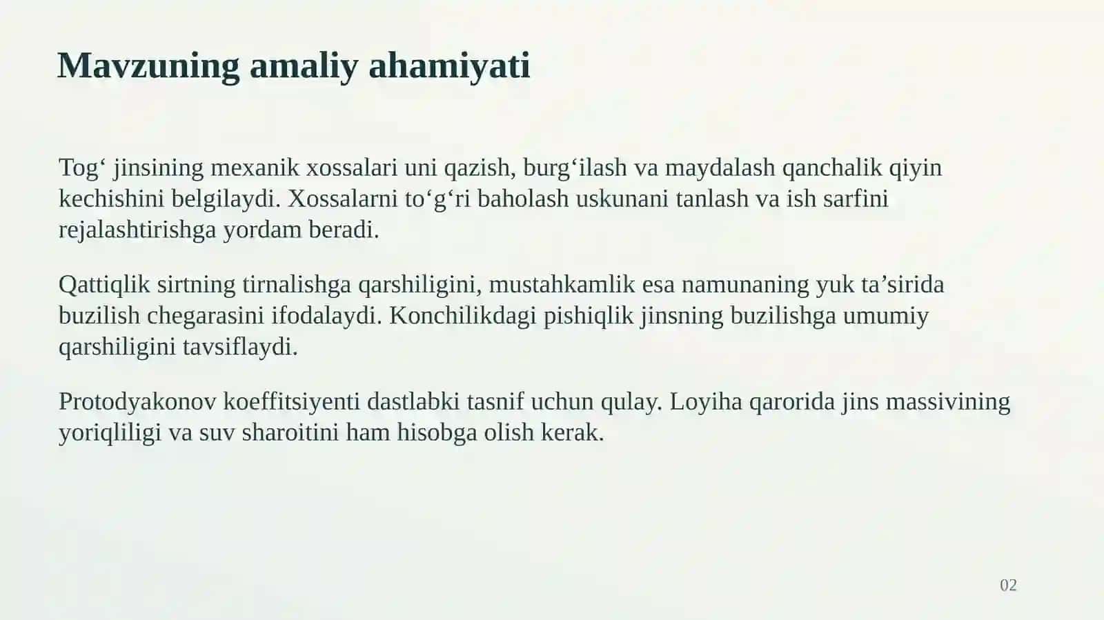 Tog‘ jinslarining qattiqligi va pishiqligi 3