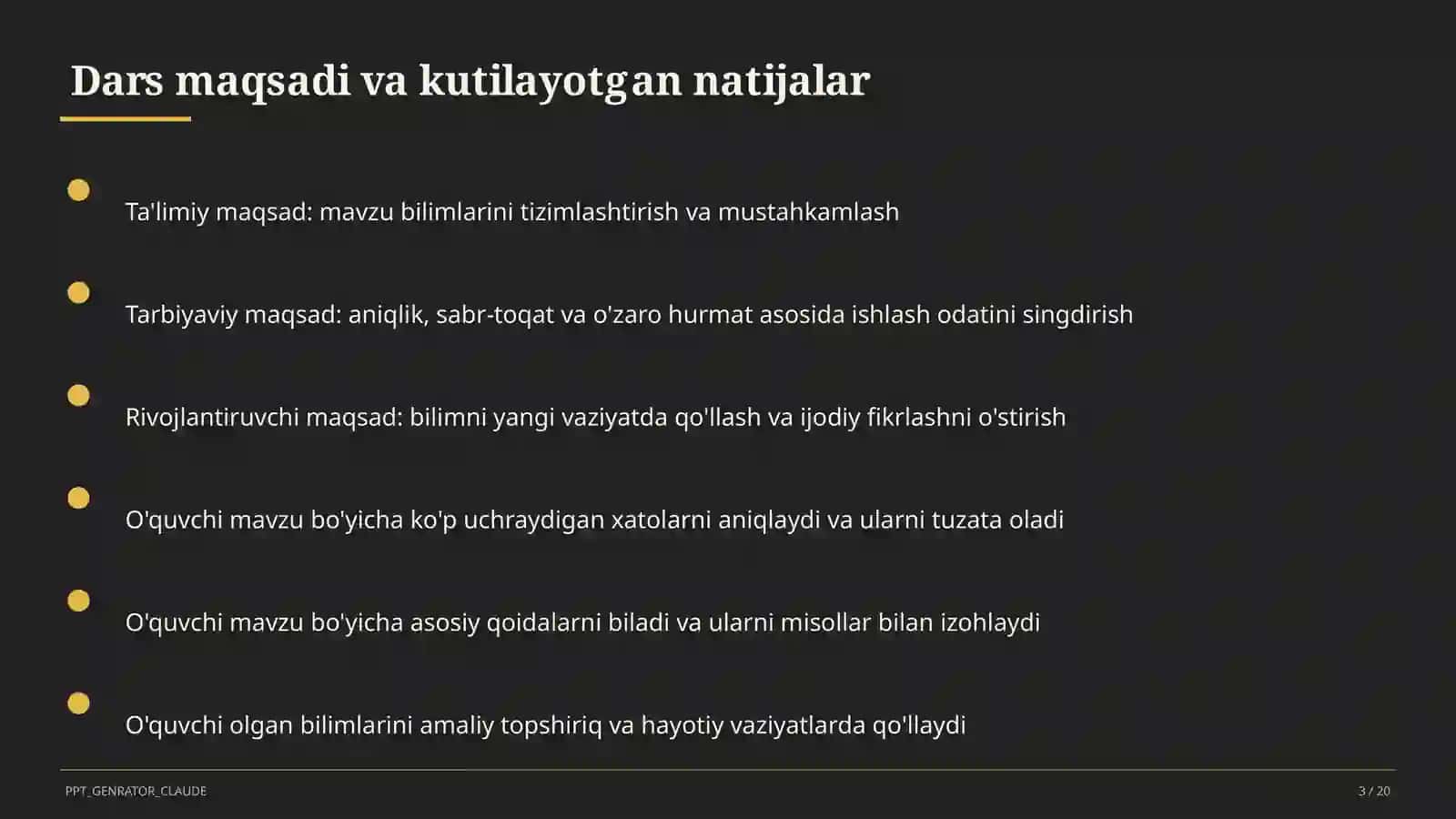 Dolzarb mavzular — maktab va o'qituvchilar (2026) — takrorlash darsi uchun 3