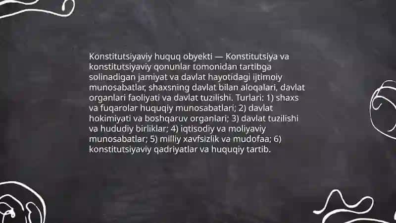 OʻZBEKISTON Respublikasi Konstitutsiyaviy huquqi obyekti va subyektlari 3