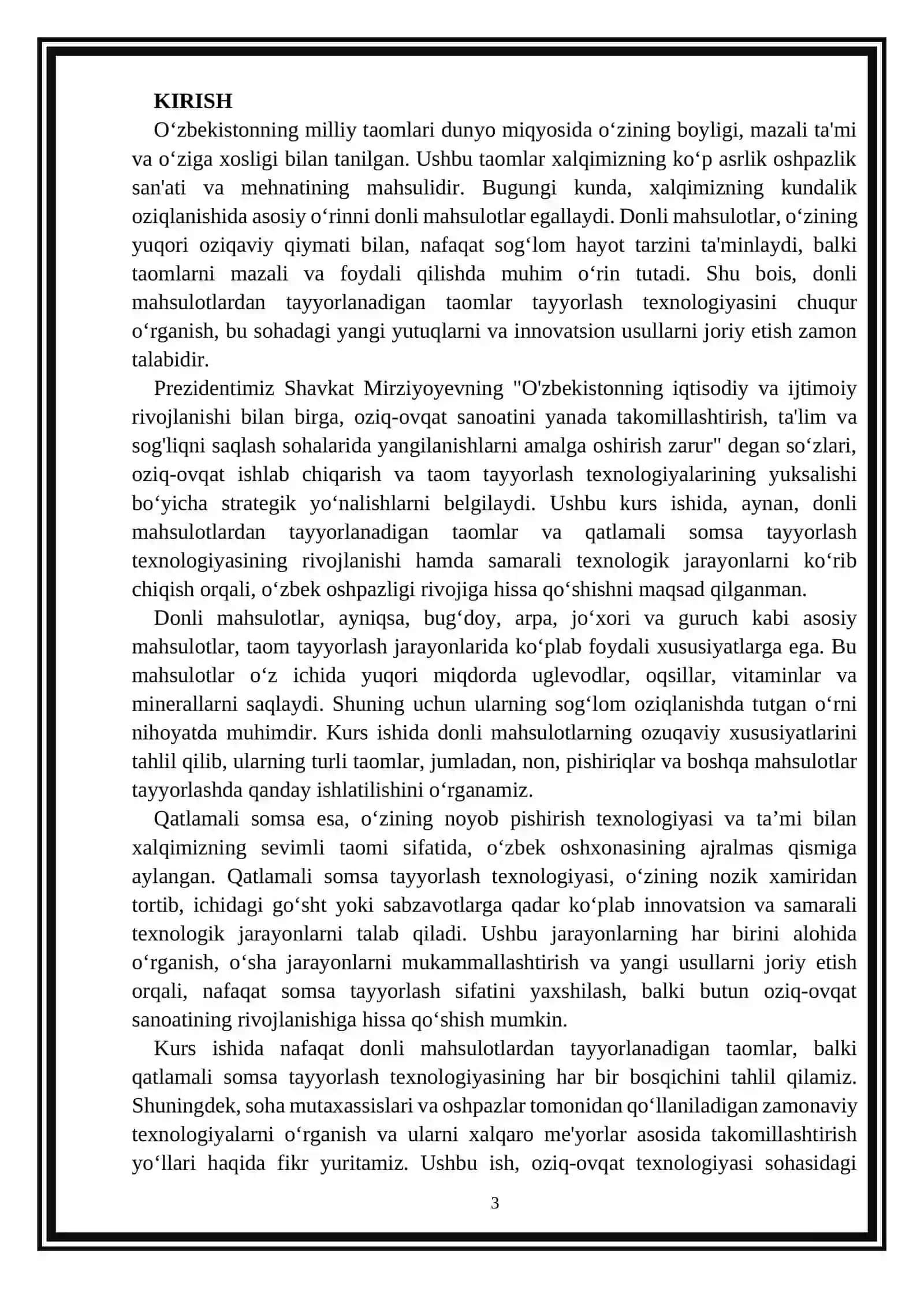 Mahsulot Tayyarlash Texnologiyasi Kurs Ishi 3