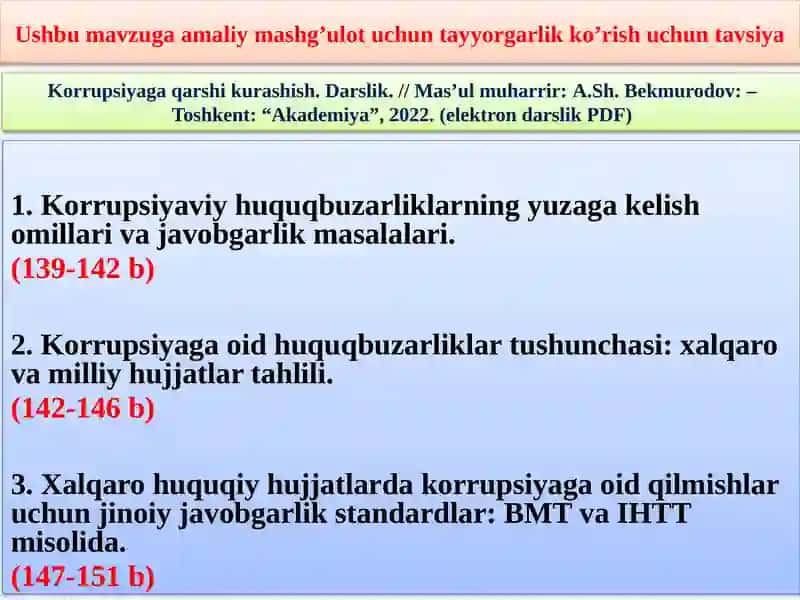 Korrupsiyaga oid HuquqBuzarliklar uchun Javobgarlik va uning huquqiy asoslari 3