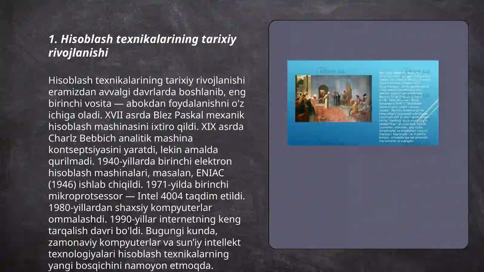 Hisoblash texnikalarini rivojlanishi va bugungi kundagi òrni 3