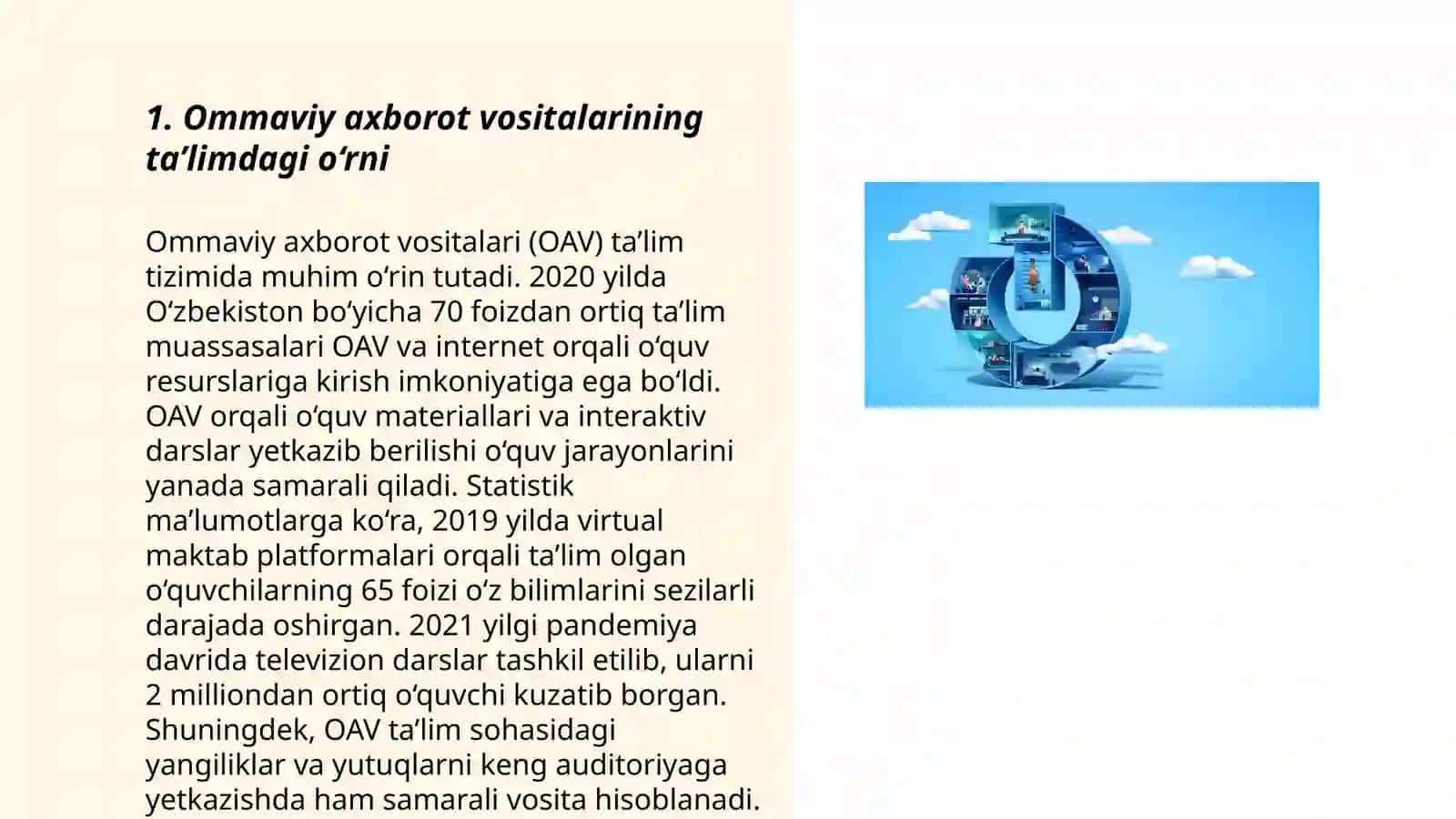 Ta’lim-Tarbiya Jarayonida Ommaviy Axborot Vositalaridan Foydalanishning Sifat va Samaradorligi 3