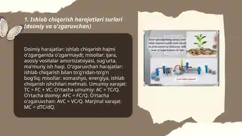 Ishlab chiqarish harajatlari va foyda 3
