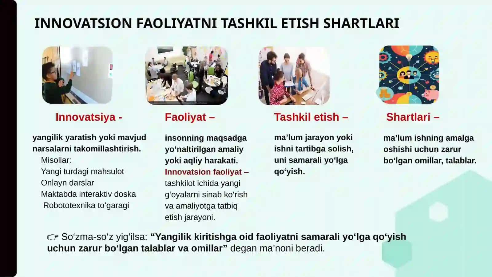INNOVATSION FAOLIYATNI TASHKIL ETISH SHARTLARI 3