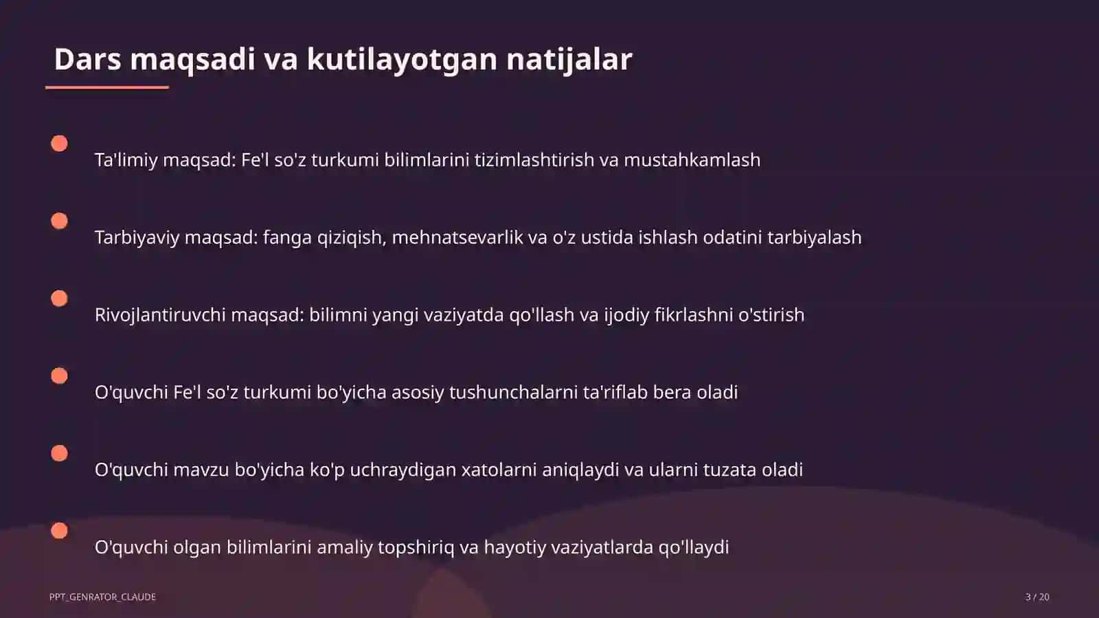 Fe'l so'z turkumi (3-sinf) 3