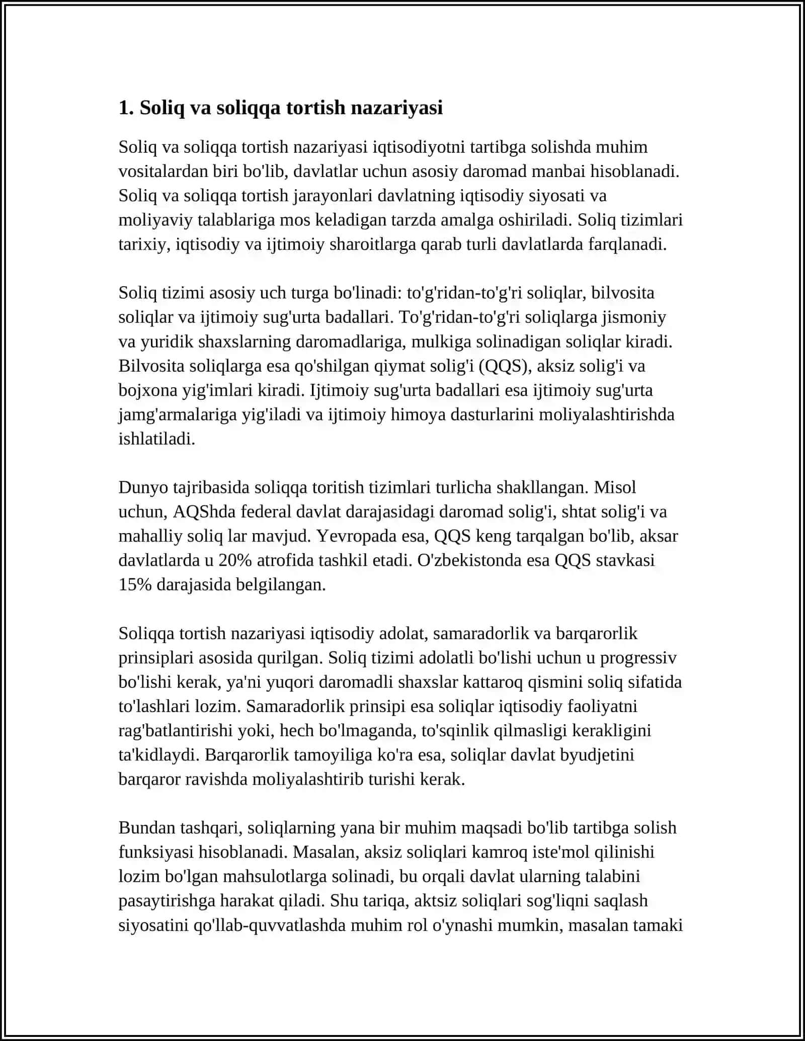 SOLIQ VA SOLIQQA TORTISH FANINING MAQSADI, VAZIFALARI, OBYEKTI VA PREDMETI 3