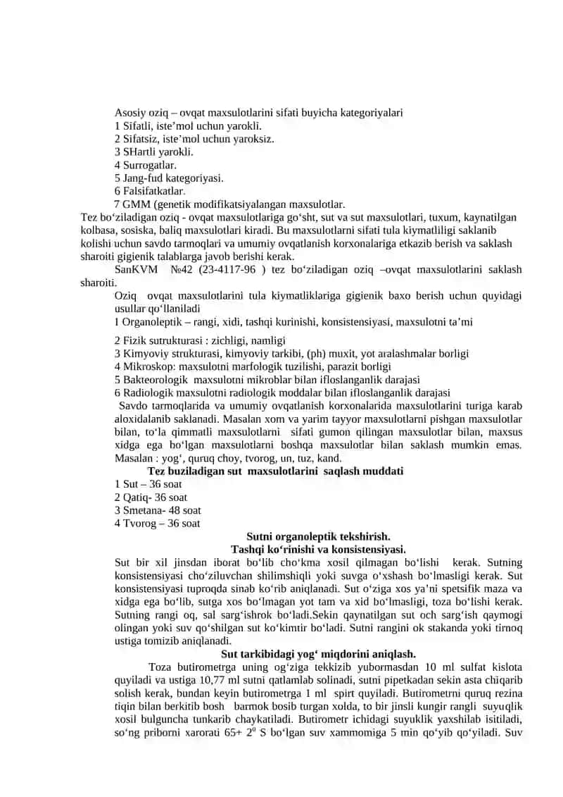 Ovqat mahsulotlarining sifatini gigienik baholash 3