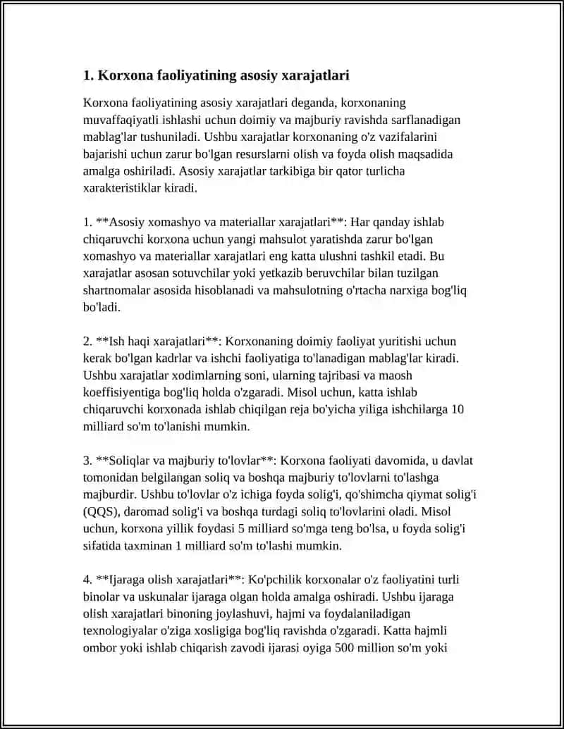 KORXONA (FIRMA) VA XARAJATLARI 3