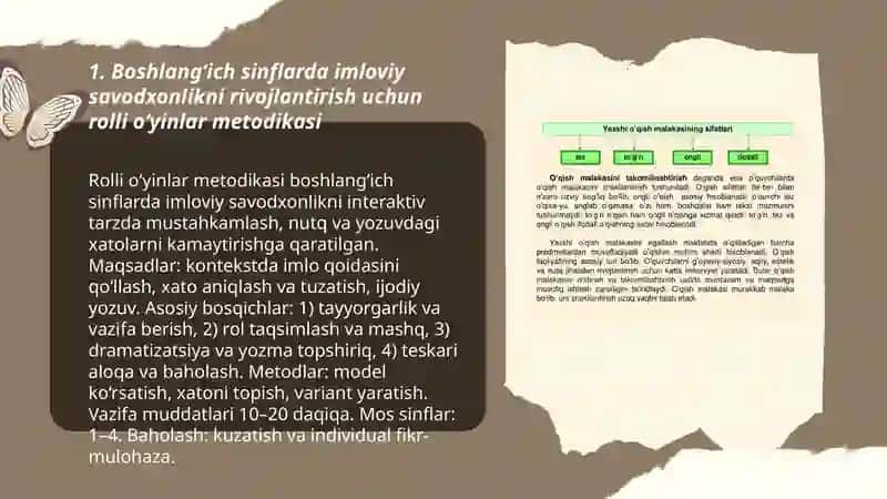 Boshlanğich ta’limda imloviy savodxonlik bòyicha turli didaktik òyinlardan foydalanish Farangiz 3