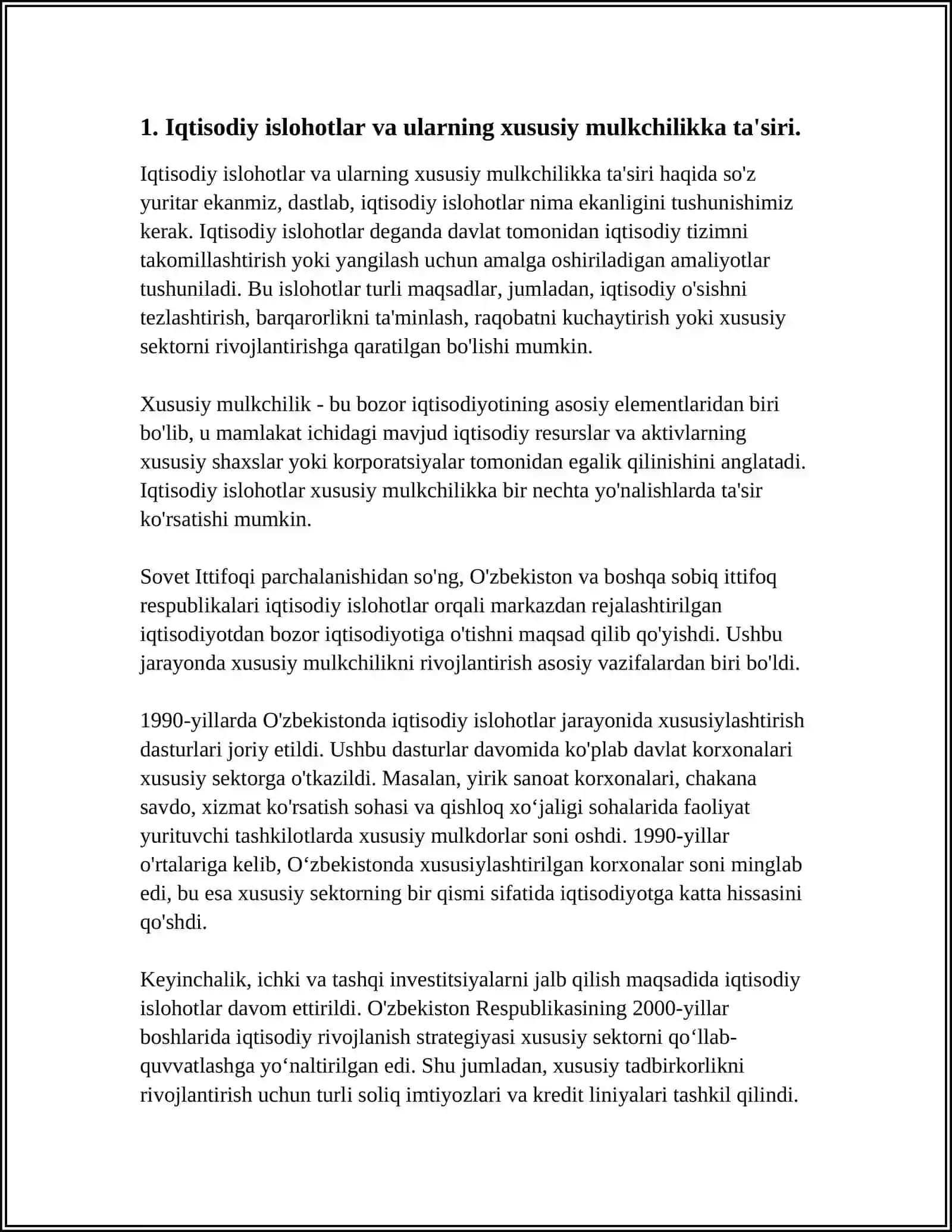 IQTISODIY ISLOHOTLAR XUSUSIY MULKCHILIKNI SHAKILLANISHI 3