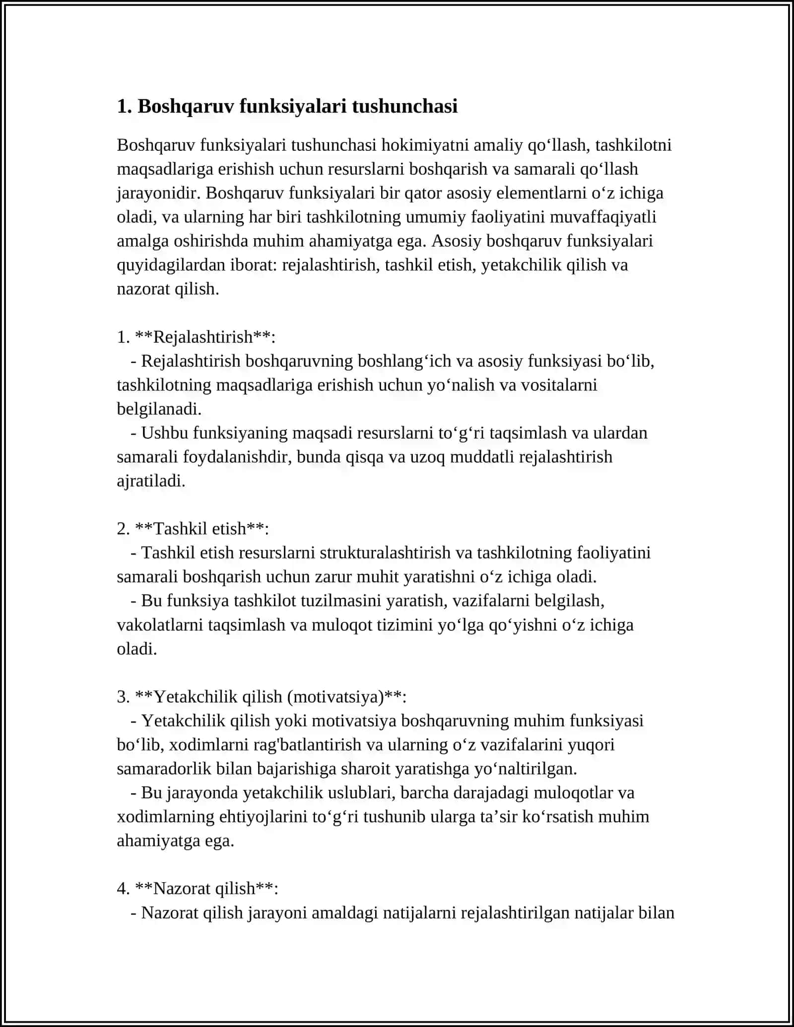 MENEJMENT FUNKSIYALARI VA ULARNING TURKUMLANISHI 3