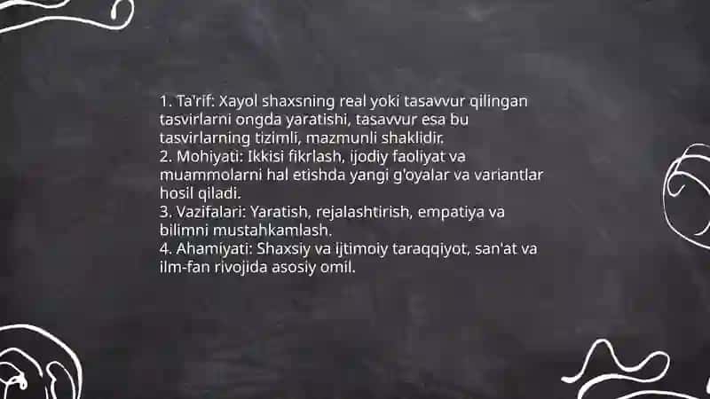 Xayol va Tasavvur Haqida Tushuncha 3