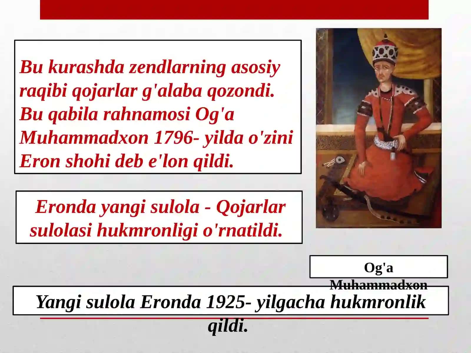 Qojarlar sulolasi hukmronligining o`rnatilishi 3