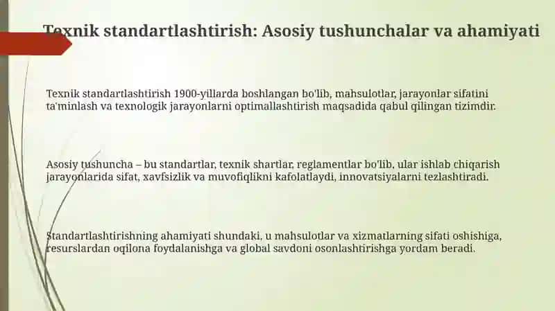 Texnik standartlashtirish: Asosiy tushunchalar va ahamiyati 3