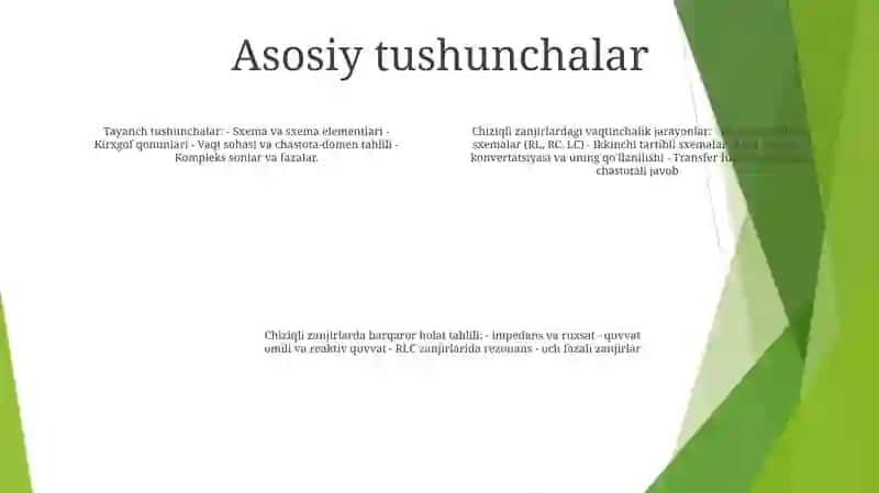Chiziqli Elektr Zanjirlarida OʻTish Jarayonlari 3