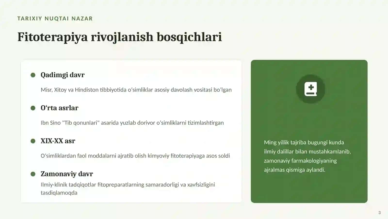 Fitoterapiyaning tibbiyotdagi o‘rni | 15 slayd 3