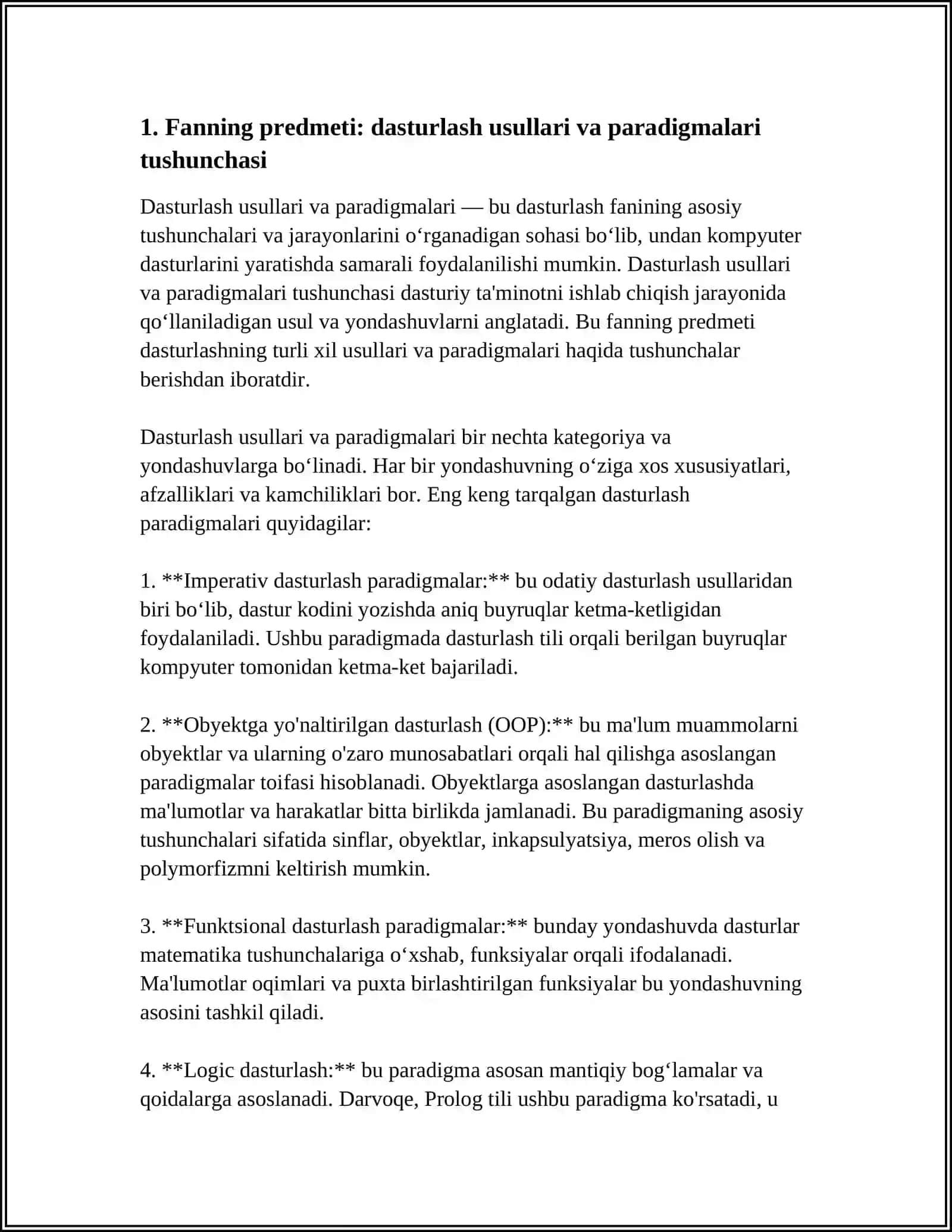 Dasturlash Usullari va Paradigmalari 3