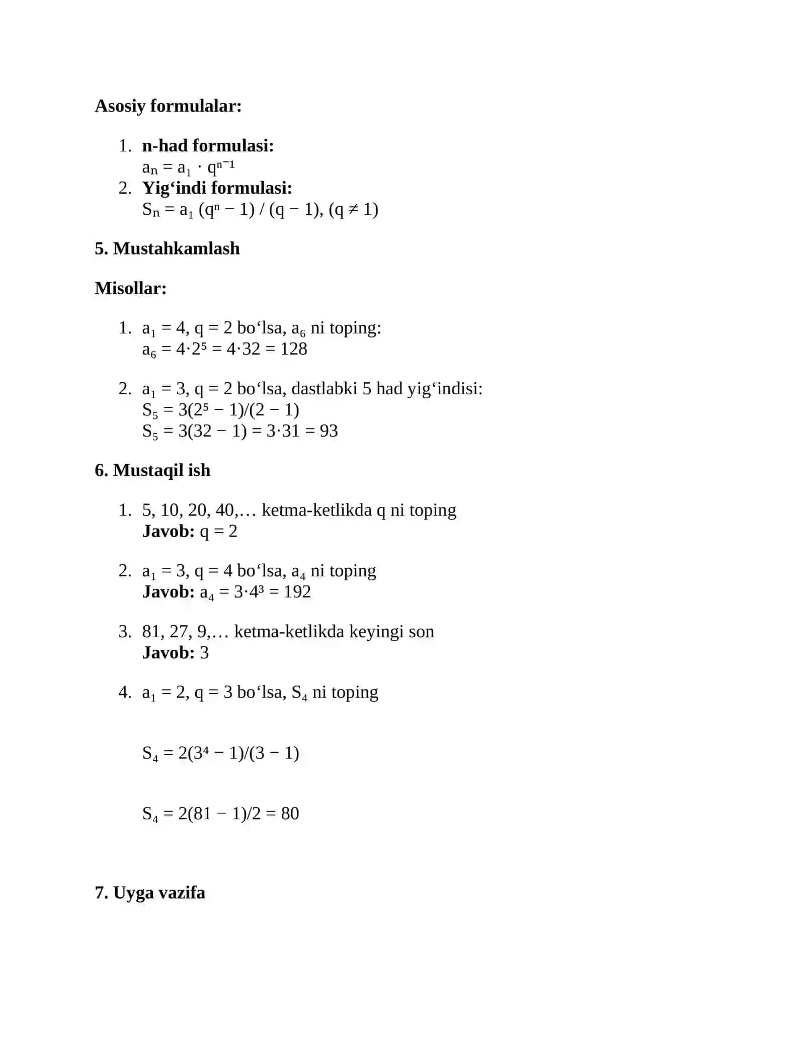 Geometrik progressiya 3