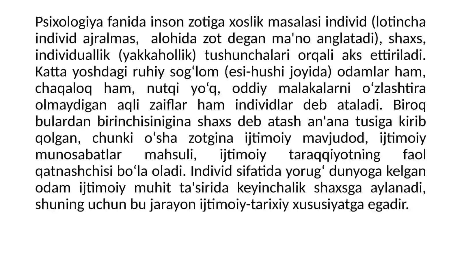 Shaxshaqida umumiy tushuncha shaxsning o’zini-o’zi anglashi 3