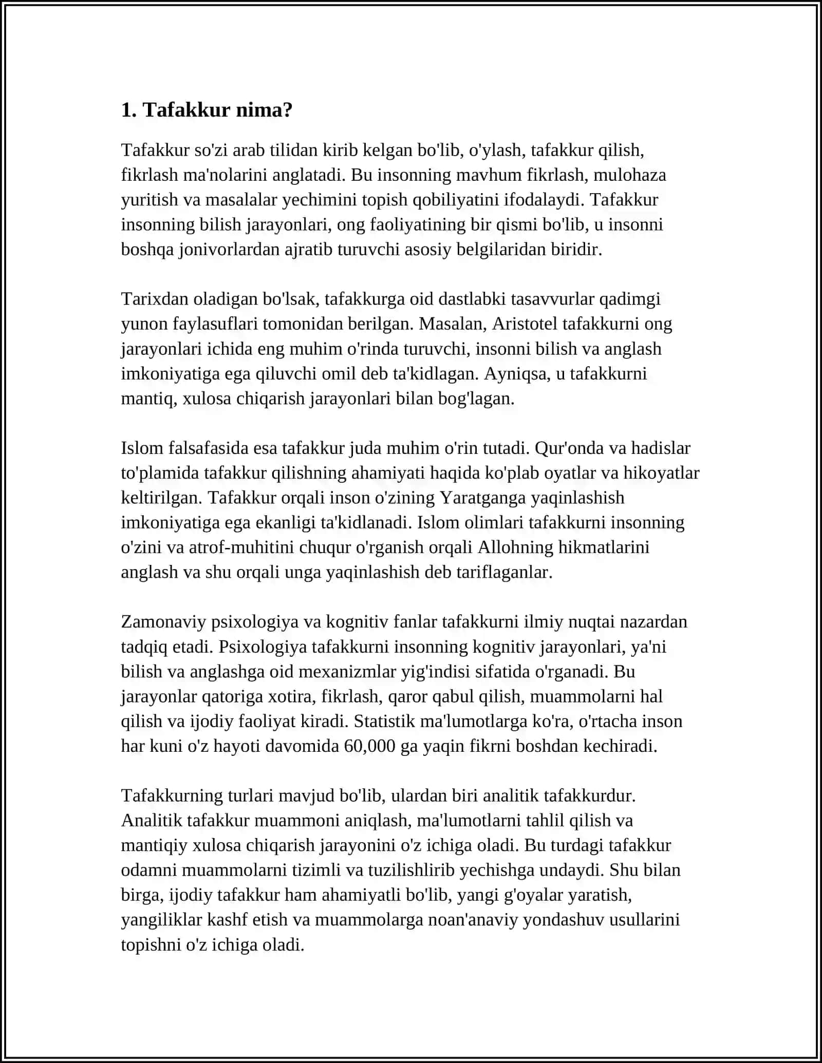 Tafakkur: TIL VA TAFAKKUR.TIL-TAFAKKUR-NUTQ MUNOSABATI 3