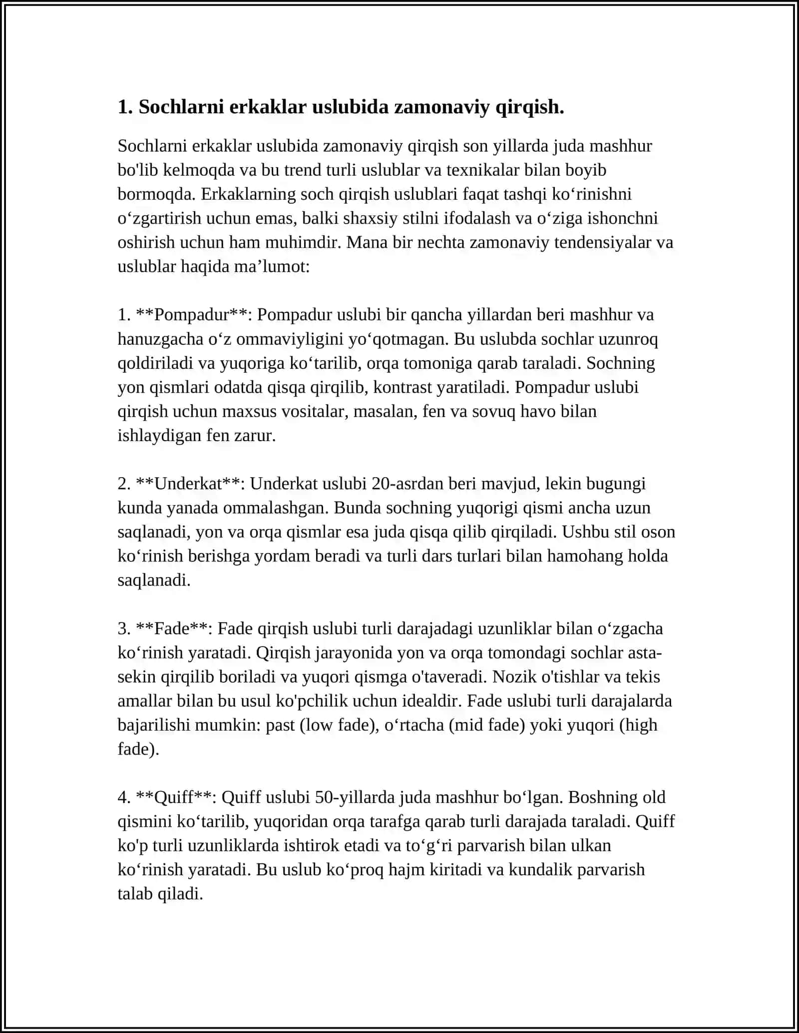 ERKAKLAR SOCHLARINI FOTOSURATGA QARAB ZAMONAVIY USLUBDA QIRQISH VA SHAKL BERISH 3