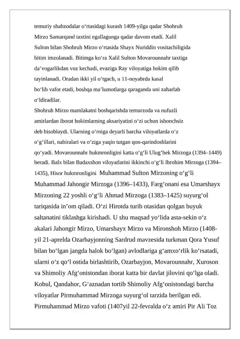 Amir Temur saltanating parchalanishi 3