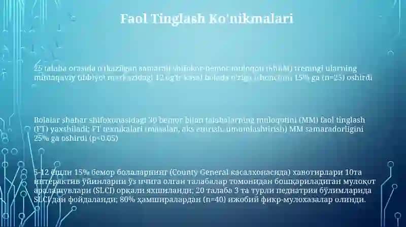 Talabalarning bemor bolalar bilan Muloqot 3