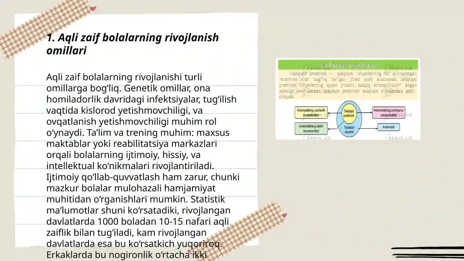 Aqli zaif bolalarning rivojlanishi, o'rganishi, o'qitishi va tarbiyalash 3