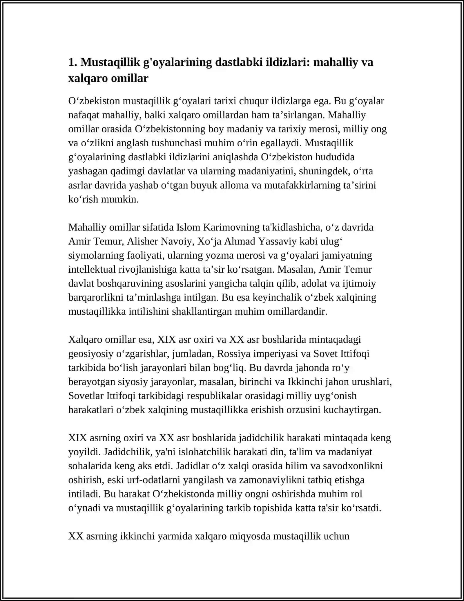 O'ZBEKISTONDA MUSTAQILLIK G'OYALARINING TARIXIY ASOSLARI 3