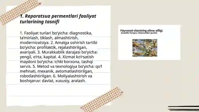 Reparatsua permentlari faoliyatı 3