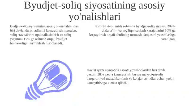 Byudjet-soliq siyosatining asosiy yo'nalishlari 3
