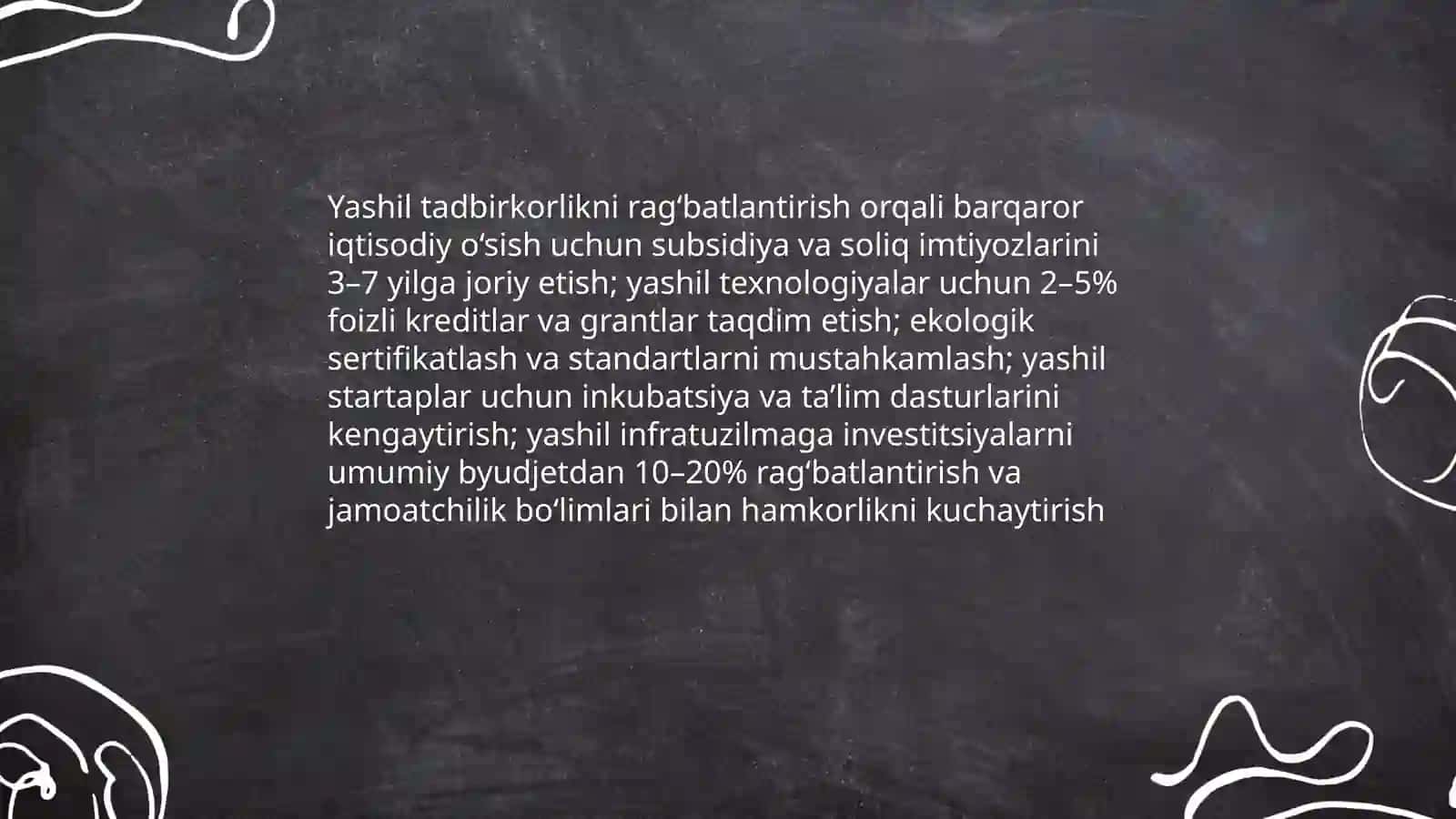 Yashil tadbirkorlik asosida barqaror iqtisodiy o’sishga erishish yo’llari 3