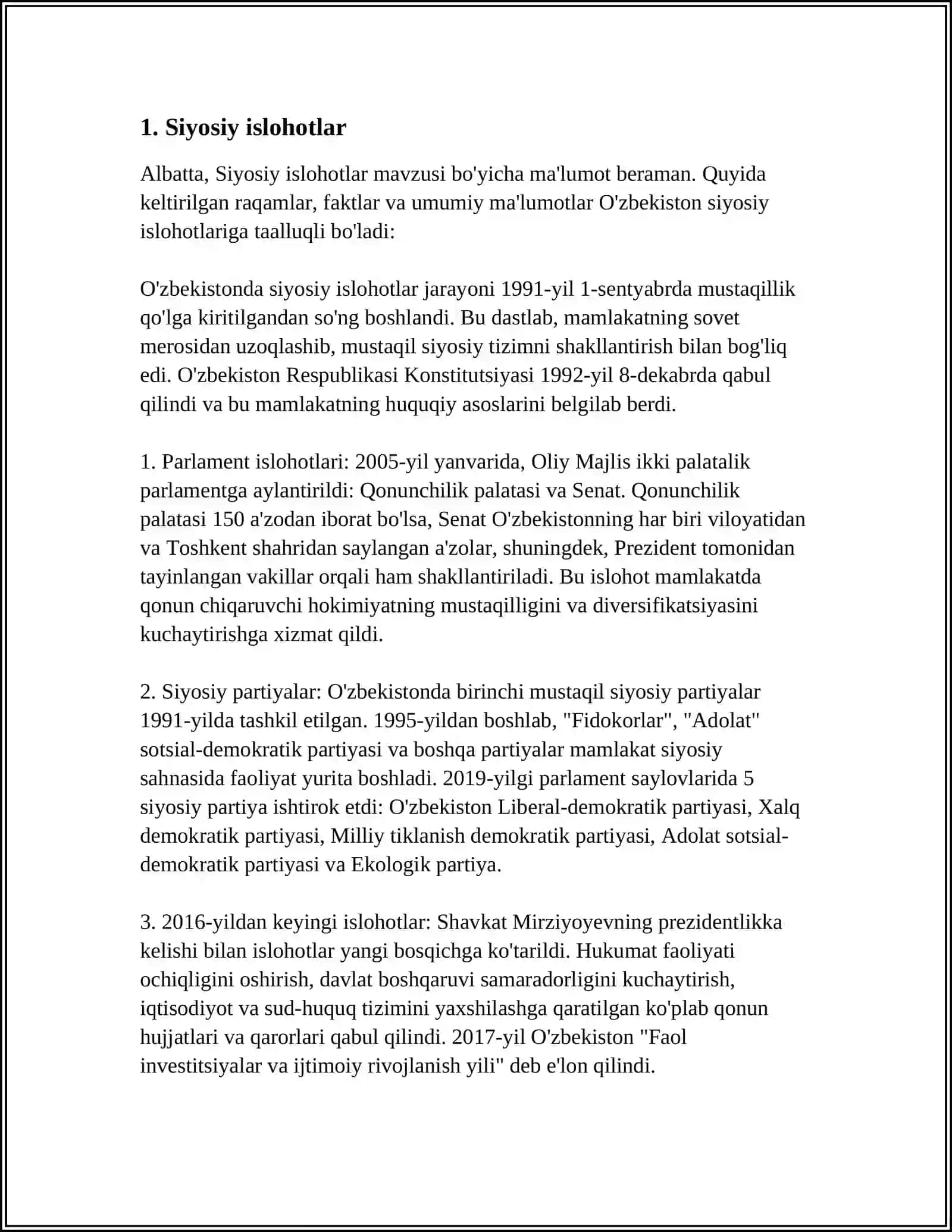 MUSTAQILLIK YILLARIDA DAVLAT BOSHQARUVI TIZIMIDA AMALGA OSHIRILGAN ISLOHOTLAR 3