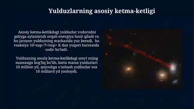 Yulduzlarning paydo boʻlishi va evolyutsiyasi 3