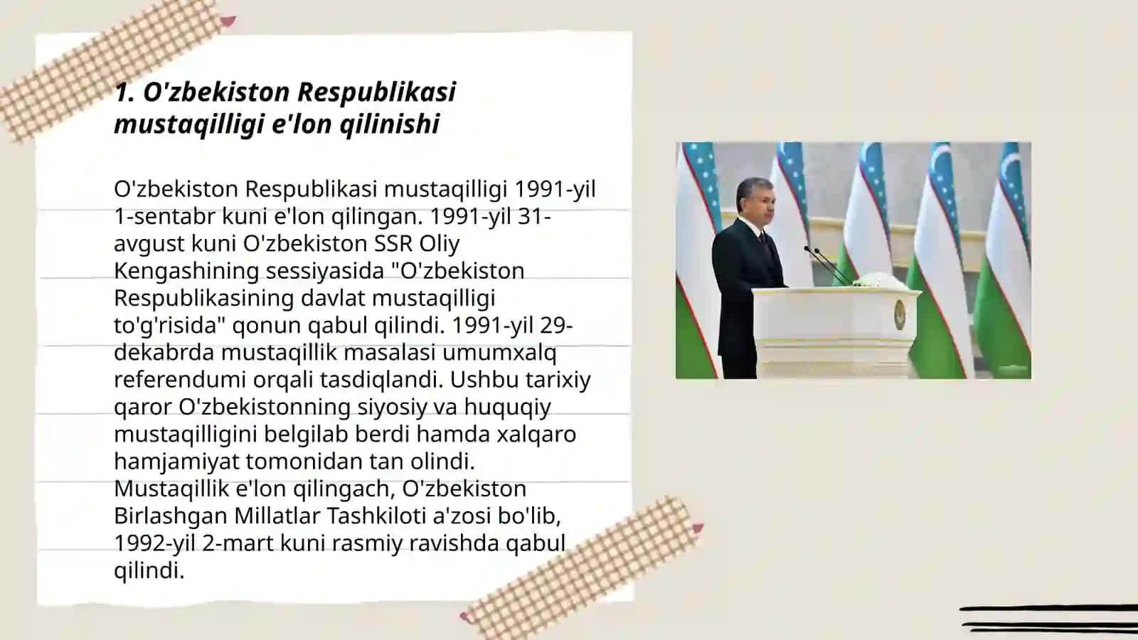 O'zbekiston Respublikasi tashkil topishining tarixiy ahamiyati, O'zbekistonning taraqqiyot yo'li 3